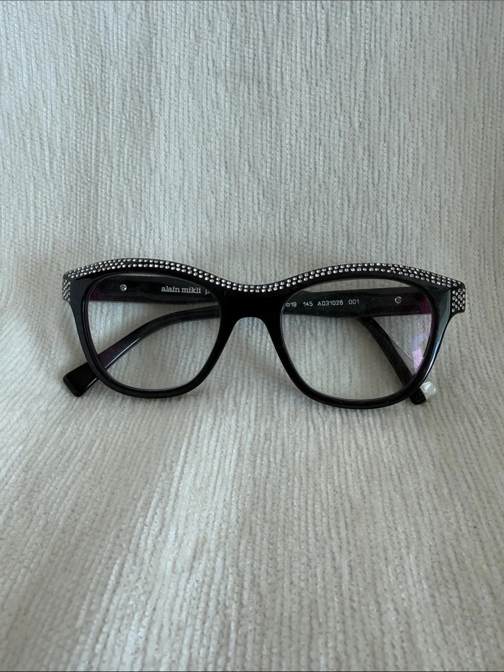 alain mikli Black Crystal-Trim Cat-Eye Glasses
